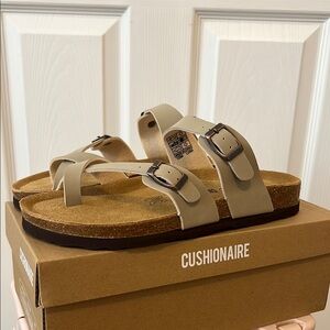 Cushionaire Luna Stone Nubuck Sandals